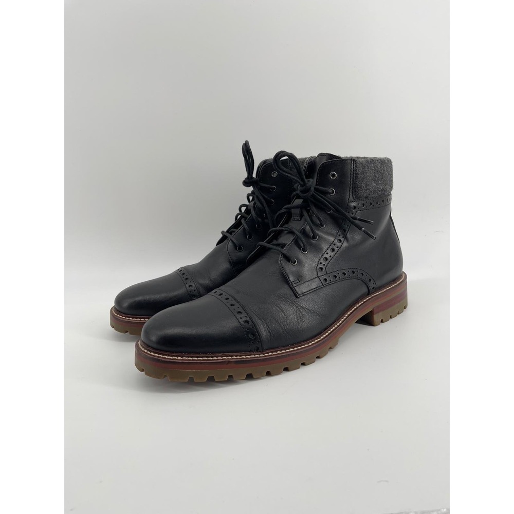 Johnston & Murphy J&M 1850 Mens Black Leather Wingtip Boots 10M 20-2925